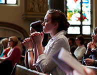 Photo of students in church. Link to Gifts of Appreciated Securities